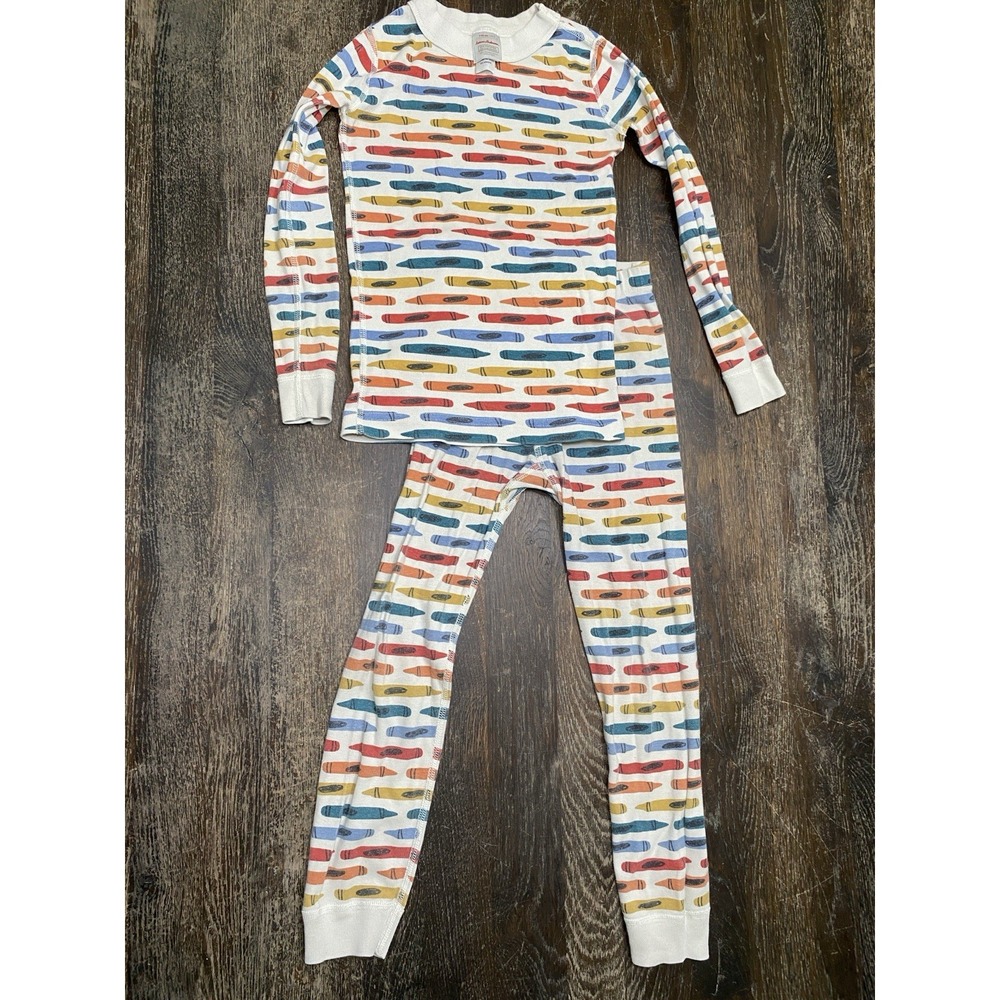 Hanna Andersson Unisex Pajamas Crayon School Print Size 5 Long Sleeve Cotton